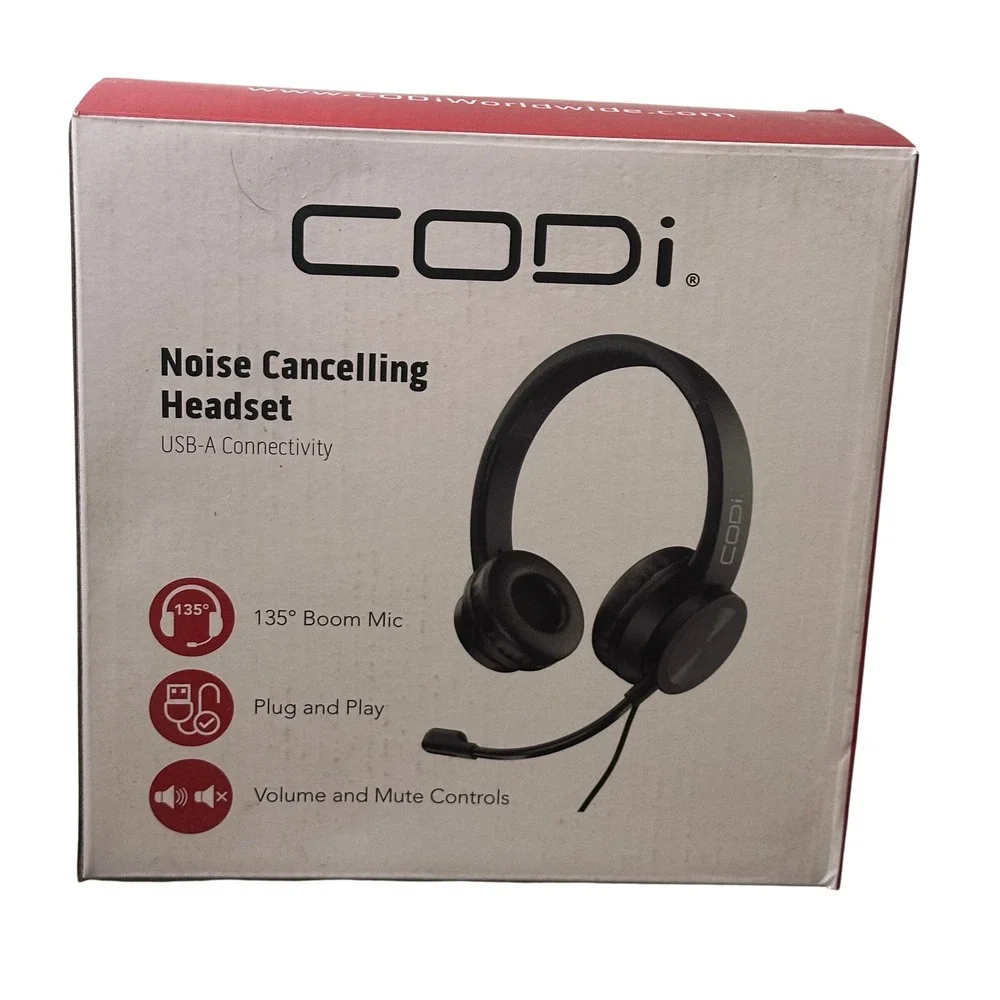 CODi Noise Cancelling Headset USB A Connectivity Boom‎ Mic Plug and Play
